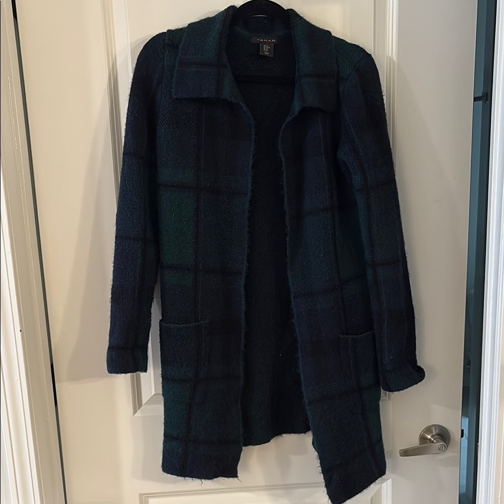 Plaid Open Front Cardigan